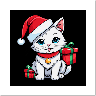 Cute santa cat Posters and Art